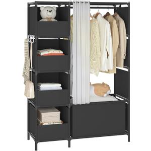 MOYIPIN Portable ClosetFree Standing Wardrobe Closet with Hanging Rod and CurtainClothes Storage Organizer, for Cloakroom, Bedroom40.55 x 16.73 x 65.35InchesBlack