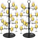 Gisafai 2 Pack Champagne Tower 4 Tier 32 Holders Metal Cocktail Tree Stand 2.3 ft Champagne Wine Glass Holder for Drinks Cocktail Tree Stand Martini Margarita Wedding Party Gifts