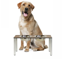 Raised Pet Bowls for Cats and Dogs, Outdoor Elevated Dog Cat Food and Water Bowls Stand Feeder on Aluminum Legs with 2 Stainless Steel Bowls Sizes for Small Medium and Large Dogs. - Large (Amaretto)
