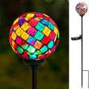VCUTEKA Solar Garden Lights - Mosaic Solar Lights Outdoor Decor Pathway Light Waterpoof LED Stake Light for Landscape Lawn Patio