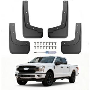 No Drill Mud Flaps for 2024-2026 Ford Ranger Truck, Heavy Duty Front & Rear All Weather Splash Guards Set for XL XLT Lariat Without Wide Fender Flares, OEM Black Mud Guards, Not Fit Raptor Trims
