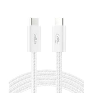 Belkin USB C to USB C Cable, 6.6ft, 240W - Type C Charger, iPhone Charger Cord, Soft, Braided, Flexible for iPhone 17, Galaxy S25, Pixel 10, MacBook, Chromebook, iPad Pro, Switch Steam Deck – White