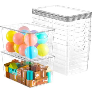 6 Pack Clear Storage Bins with Lids, 7 Quart Stackable Storage Boxes for Storage and Organization, Plastic Storage Containers with Lids, Plastic Bins with Handles for Office, Bedroom, Study Room