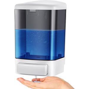 Hushee Manual Soap Dispenser 33.8oz / 1000ml Kitchen Bathroom Plastic Refillable Wall Mounted Commercial Soap Dispenser for Liquid Containers Shampoo Gel Chamber Hotel Restaurant(Black)
