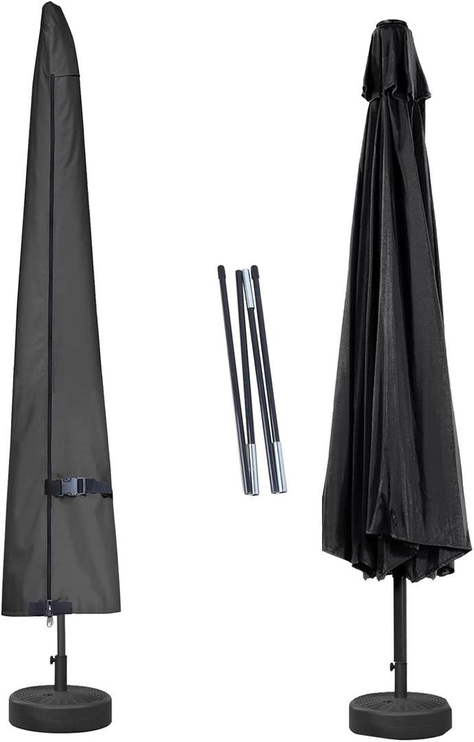 Porch Shield Patio Umbrella Cover - Outdoor Waterproof Garden Market Parasol Covers Fits Market Umbrella up to 12 Feet, Black