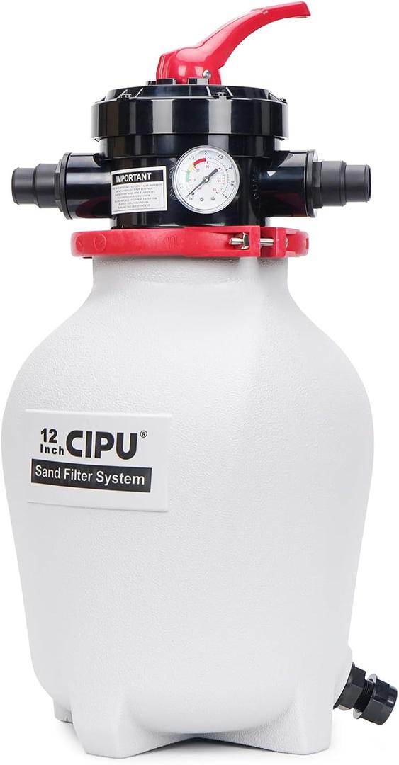 CIPU 12inch Sand Pool Filter Tank System with 4-Way Valve Easy to Install for Above Ground Swimming Pools