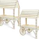 Wonderjune 2 Pcs Wooden Candy Cart with Wheels for Party Mini Wooden Tabletop Dessert Display Stand for Weddings Birthdays Baby Showers Party Decoration,25" x 20.5" x 9.75"