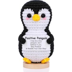 2 x JoycuFF Graduation Gifts, 2026 Mini Positive Crochet Penguin Graduation Gifts, Funny Birthday Gifts for Women Men Friend Daughter Coworker, Emotional Cute Penguin Present