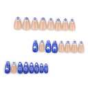 2 x Blue French Tips Press On Nails Short Almond, Flower Heart Sticke On Nails, Designer Reusable Acrylic Nails Press Ons, Fake Nails With Glue On Nails, Daily Wea False Nails For Women (24 Pieces (Pack of 1))