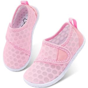 LeIsfIt Toddler Water Shoes Boys Girls Barefoot Aqua Socks Kids Breathable Quick-Dry Swim Shoes for Beach Pool Surf Pink, 7 Toddler