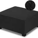 NeColorLife Velvet Ottoman Cover Square, Stretchable Slipcover with Elastic Band for Oversized Footrest Stool Ottoman (XX-Large, Black)