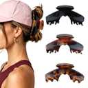 2 x 3 Pcs Large Trucker Hair Claw Clip for Hat, Baseball Claw Clips for Women, Acetate Tortoise Shell Non-Slip Strong Hold Hat Hair Clips, Claw Clips for Thick Hair Hat Hairstyles, Gifts Hair Accessories