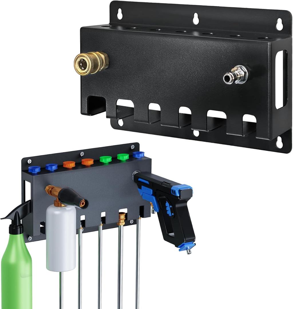 Pressure Washer Gun Holder, Foam Cannon Holder, Wall Mount Car Wash Accessories Storage Rack, Tool Storage Rack for Pressure Washer Gun, Foam Cannon (C-PWGH-F)