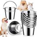Hicarer 6 Pcs Stainless Steel Dog Water Bucket, Heavy Duty Stainless Steel Bucket Water Pails for Dogs Pets, for Kennels Farms Fences Cages (2.1 Quart)