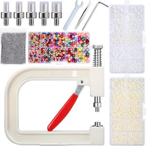 Pearl Setting Machine and Hand Press Tools, Beads Rivet Fixing Machine With Screw Heads, Tweezers, Wrench for DIY Crafts Accessories