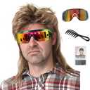 Men's 80s Mullet Wig, Retro Rocker Costume for Halloween, 80s Themed Party & Cosplay(Light Brown)