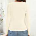 Womens Long Sleeve Lace T-Shirts V Neck Layering Basic Shirts Tops Slim Fit Stretch Undershirts Tee 2025 (Beige, M)
