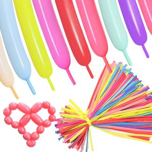 Pastel 260 long balloons 100 Pack Twisting Animal Balloons Assorted Color Thick Latex Modeling Long Magic Balloons for Animal Shape Birthday Weddings Kids' Party Decoration (pastel long balloon)