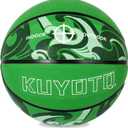 KUYOTQ Kids Youth Size 5 (27.5") Green Wave Basketball Premium Rubber Indoor Outdoor Game Training Competition Sports Basketballs Gifts(Deflated)