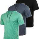 Real Essentials 3 Pack: Men's Dry Fit Short Sleeve Active Athletic Hoodie Pullover Sweatshirt (XX-Large)