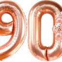 KatchOn, Rose Gold 90 Balloon Numbers - 40 Inch | Rose Gold 90th Birthday Balloons with Confetti for 90th Birthday Decorations for Women | 90 balloons for 90th Happy Anniversary Decorations