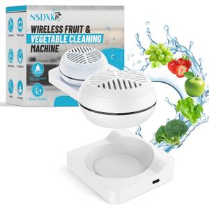 NSDXK Fruit and Vegetable Washing Machine, Fruit Vegetable Cleaner Device, Portable USB Wireless Veggie Wash with Purification Technology, for Washing Fruits, Vegetables, Rice, Meat (White)