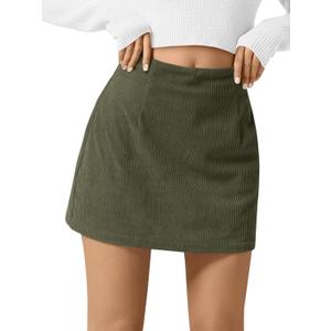 Wenrine Womens Corduroy Mini Skirt High Waisted Basic Casual A-line Short Skirts XXL