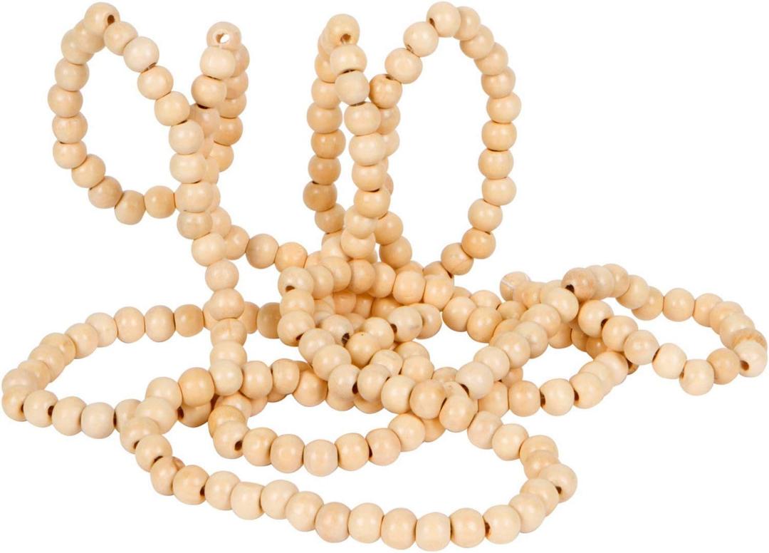 One Holiday Way 9-Foot Long Rustic Natural Beige Wood Bead Garland Christmas Tree Decoration - Decorative Vintage Style Wooden Beads - Fall Everyday Shabby Chic Wedding Country Farmhouse Home Decor