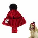 Warm Knitted Pet Beanie - Winter Dog Cat Hat with Ear Holes, Soft Dog Knit Cap, Pet Knit Hat, Dog Beanie Hat, Cozy Pet Winter Hat, Dog Cap, Furry Friend Ear Hole Beanie (Red, Small)