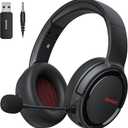 BINNUNE Wireless Gaming Headset, 2.4GHz Gaming Headphones for PS4, PS5, NS, Bluetooth 5.3 Headphones with 40Hr Battery, Noise Canceling Microphone, Stereo Sound for Laptop, Mobile, Mac - Red