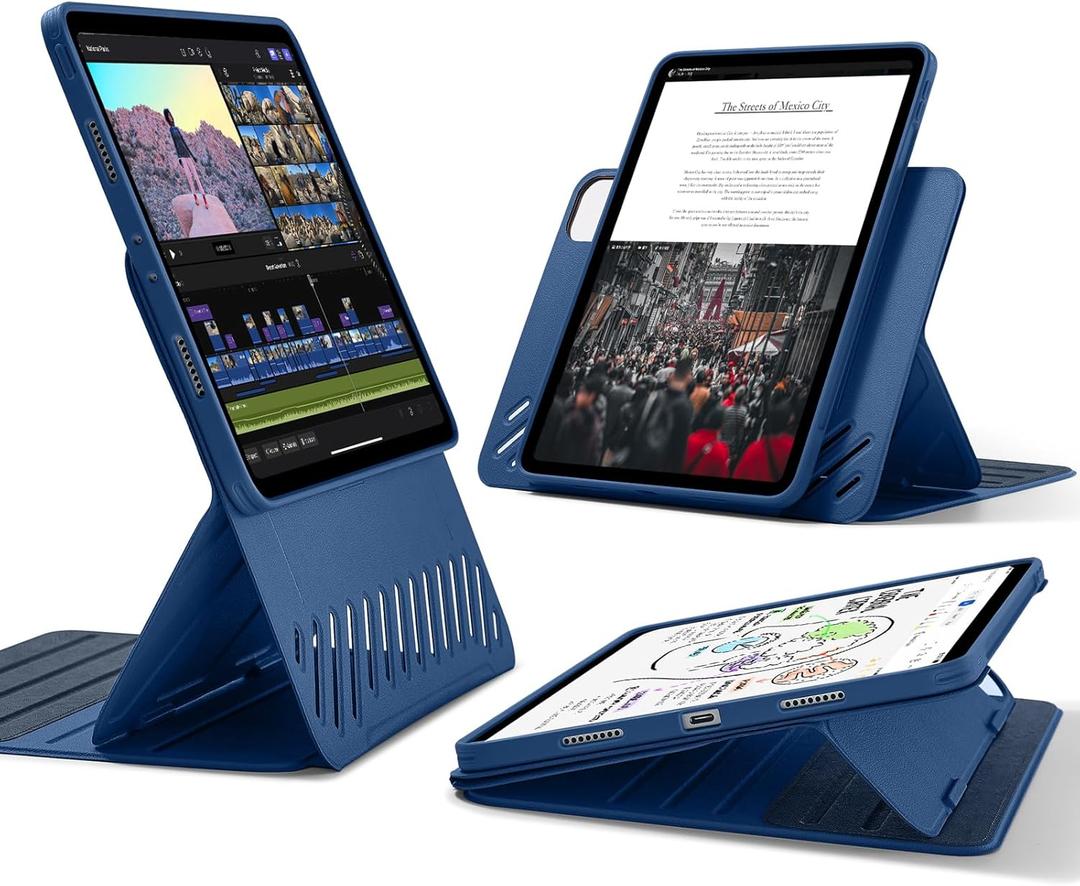 ESR for iPad Pro 11 Inch Case (2022/2021/2020/2018, 4th/3rd/2nd/1st Generation), Removable Magnetic Cover, Adjustable Portrait/Landscape Stand with Raised Display View, 9 Standing Angles, Blue