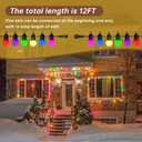 Outdoor String Light, 12FT Milky White LED 6 Colors Terrace Light Commercial Grade Waterproof with 12 Anti-Drop Bulbs for Fenced Garden House Party Tree Decoration