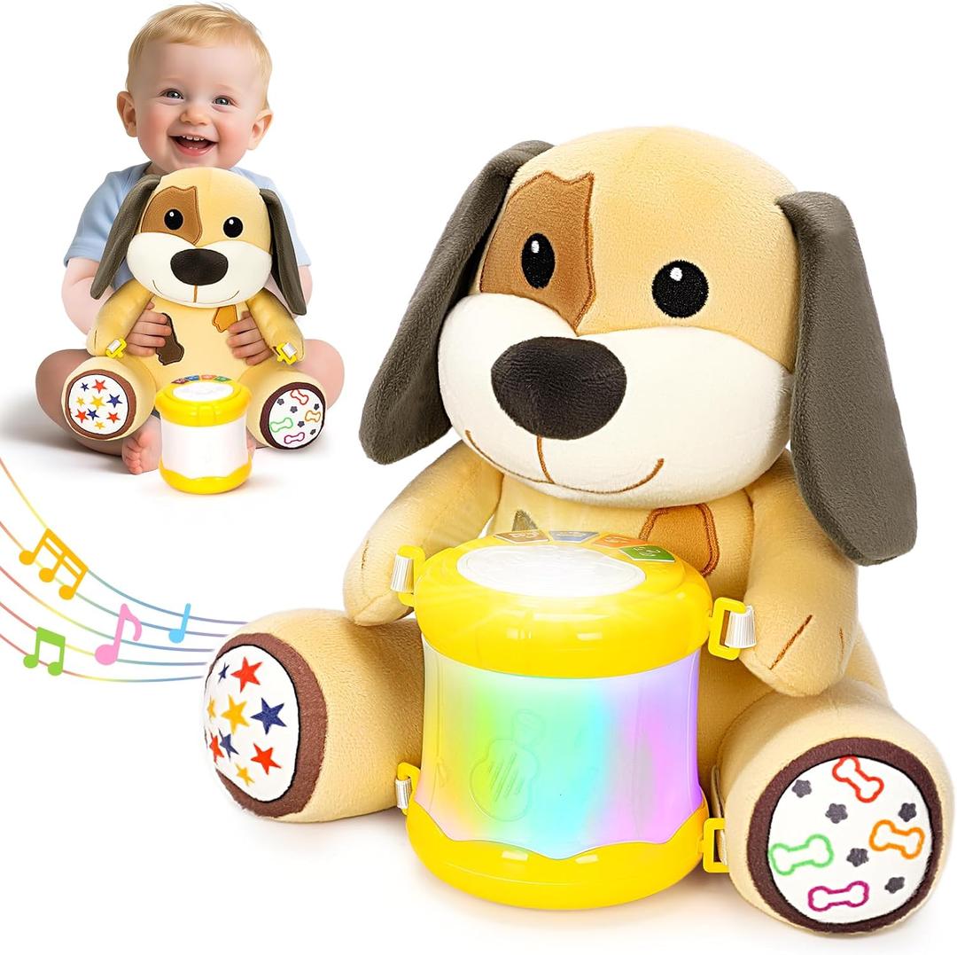 Baby Toys 6-12 Months, Inflatable Puppy Musical with Lights, ABCs, Animal Sounds, Numbers, Infant Early Learning Toy, Christmas Birthday Gifts for 6+ Month Boys & Girls