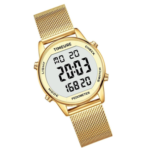 Women's Step Counter Pedometer Watch with Stainless Steel Bracelet, Stylish Design, No App, No Charging Needed for Step, Calorie, Distance, Alarm, Countdown Timer, TU-2401