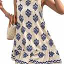 BLENCOT Womens Boho Dress Sleeveless Ruffle Mini Summer Vacation Casual Dresses (Beige, M)