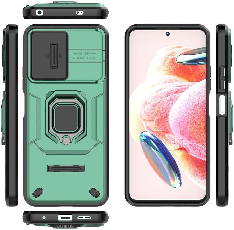 Compatible with Xiaomi Redmi Note 12 4G Bracket Shell,with Slide Camera Lens Cover Compatible with Xiaomi Redmi Note 12 4G 23021RAAEG 23021RAA2Y 23027RAD4I 23028RA60L Case Green