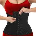 Waist Trainer for Women Lower Belly Fat Hourglass Body Shaper Waist Cincher Shapewear with Steel Bones Extender (Medium, Black (6 Rows*15 Hooks-28cm))