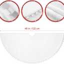 IMIKEYA Christmas Tree Skirt White 48 Inch Faux Fur Xmas Tree Skirt with Hand-Sewn White Pompoms for Christmas Tree Decorations