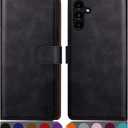 4 x SUANPOT for Samsung Galaxy A35 5G Wallet case with RFID Blocking Credit Card Holder,Flip Book PU Leather Protective Cover Women Men for Samsung A35 Phone case Black