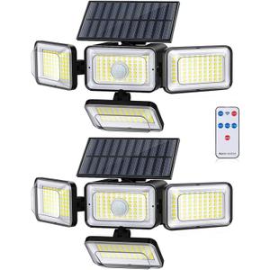 Solar Lights Outdoor, 288 LED 2800LM Motion Sensor Outdoor Light with Remote Control, 4 Heads IP65 Waterproof Solar Flood Security Lights for Outside Patio Wall -2PACK