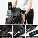 Laptop Travel Backpack For Men Vintage PU Leather Water-Resistant College School Casual 15.6" Laptop Work Backpack Gift For Male Female Black