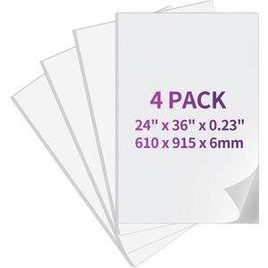 4Pack 24"x36" Self Adhesive Poster Board, 0.23 Inch Thick Foam Core Board with Self-Adhesive, Free Mounting Poster Boards, Large White Display Boards for Crafts, Art, Display