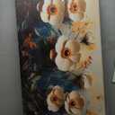 GYJAGHL 3D Canvas Wall Art, White with Orange Peony Flower, Textured Oil Painting Style, Framed Abstract Floral Wall Art for Living Room Decor White Orange Yellow Modern Daisy Artwork Canvas Prints Bedroom Kitchen Office Modern Painting Home Decor 20" x 40"