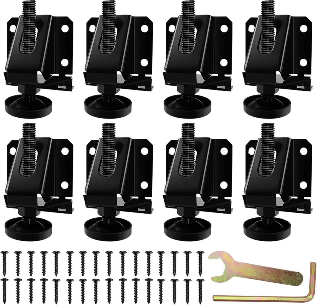 LOSCHEN 8PCS Heavy Duty Adjustable Leveling Feet for Furniture,Hexagon Nuts Lock Furniture Legs Levelers,for Table, Cabinets, Workbench,Shelving Units and More
