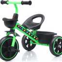 Kids Tricycle with Colorful LED Lights for Toddlers 1-3 Years, Stable 3-Wheel Design & Storage Basket for Fun Indoor Outdoor Ride, Gift for Baby Boy Girl