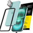 NEW'C 3x for iPhone 16 Screen Protector (6.1 inches)+ 3x Camera Lens Protector, Sensor Protection, Case Friendly Tempered Glass Film +Dust Plug- Easy installation tool include (Transparent)