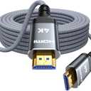 Highwings 4K Fiber Optic HDMI Cable 50FT Long - Unidirectional 4K HDR Braided HDMI Cord, 18Gbps High Speed with Ethernet/ARC, 3D, HDCP 2.2, ARC, Compatible for PS-5/4/3/4K HDTV/Streaming Media (Grey)