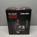 Mueller 12-Cup Drip Coffee Maker - Borosilicate Carafe, Auto-Off, Reusable Filter, Anti-Drip, Keep-Warm Function, Clear Water Level Window Coffee Machine, Kitchen Essentials & Accessories (Black)