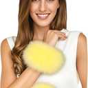 Lina & Lily Women's Winter Wrist Cuffs Warmers Faux Fur Fluffy (Light Yellow)