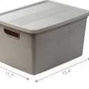 BINO | Plastic Storage Bins with Lids, 22 Liter - 3 Pack, Natural Grey | THE BRAIDED COLLECTION | Plastic Bins for Organization Woven Storage Baskets for Organizing Pantry Shelf Organizer Basket Bin